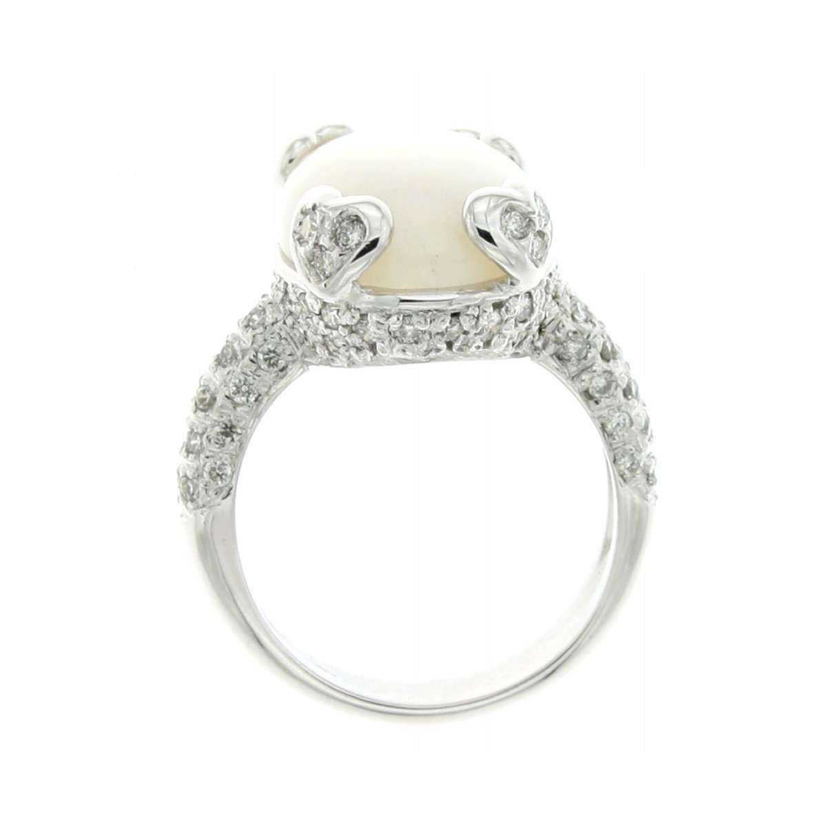 Anello oro bianco griffe a forma di cuori opale carati 6 50
